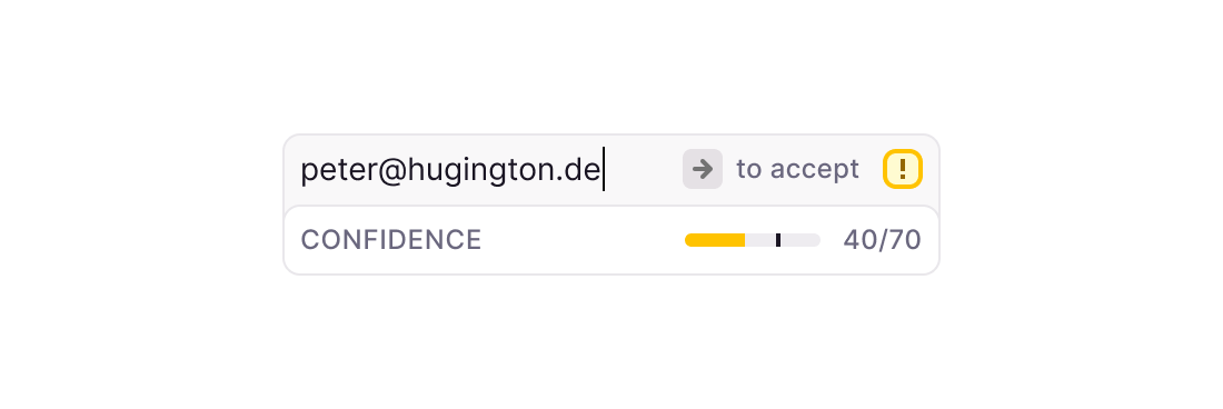 Email input with confidence indicator bar